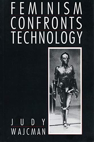 A black book cover with a title in all white capitalized letters and a vertical black and white photo of a metallic futuristic robot with breasts, a headpiece, and limbs that look like they are shielded with armor. printed to the bottom left