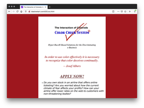 A red webpage with a large white rectangle filled in black, blue, and red text. The header is made of a black and blue text in front of a red marker drawn checkmark.