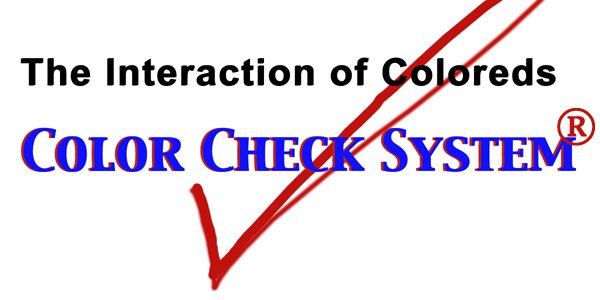 Black text above blue text that says "Color Check System," in front of a red marker drawn checkmark.