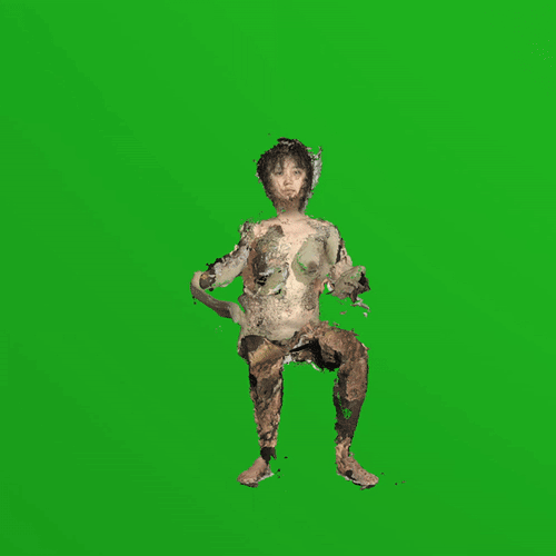 a gif of an avatar standing and moving slowly on a green background