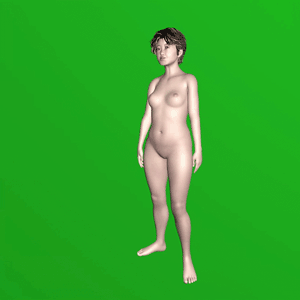 a gif of a nude avatar standing and moving slowly on a green background