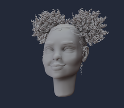 3D render of a black woman with two pigtails