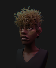 3D render of a black woman with an afro mullet and shaved sides