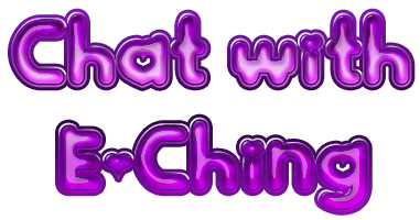 “Chat with E-Ching” logo in a puffy purple font