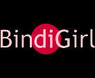 "BindiGirl" typed on top of a small red circle placed behind the middle of the text.