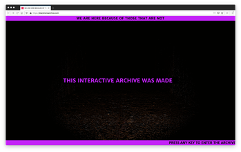 screenshot of a black website with a purple bar on the top and bottom and purple text in the center