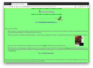 A green webpage with an eaten apple icon and "Lets Get Cooking!" in pink text as the header. The center is made of navy blue titles and bulleted violet text. A book titled "The internet for women" and an eye and a phone on the cover is on the right.