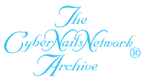 The Cyber Nails Network Archive logo in an aquamarine fancy calligraphic font.