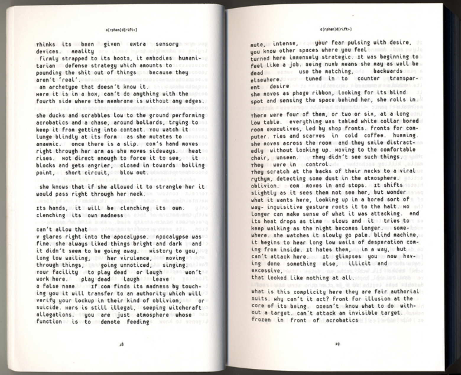 Scanned pages of a book with black text in a tech font on a white page.