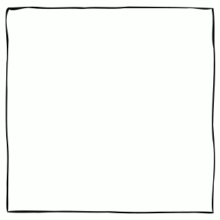 A graphic of a square box outline drawn with imperfect straight lines on a white background.
