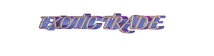 a rotating pink gif of Exotic Trade in all-caps script