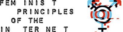 Text in a rubber stamp font is with uneven spaces in the words are displayed on the left. To the right is the transgender symbol glitched in red, black, and cyan colors.