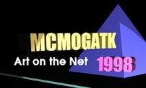 A logo with a black background and a purple pyramid behind yellow, pink, and white text.