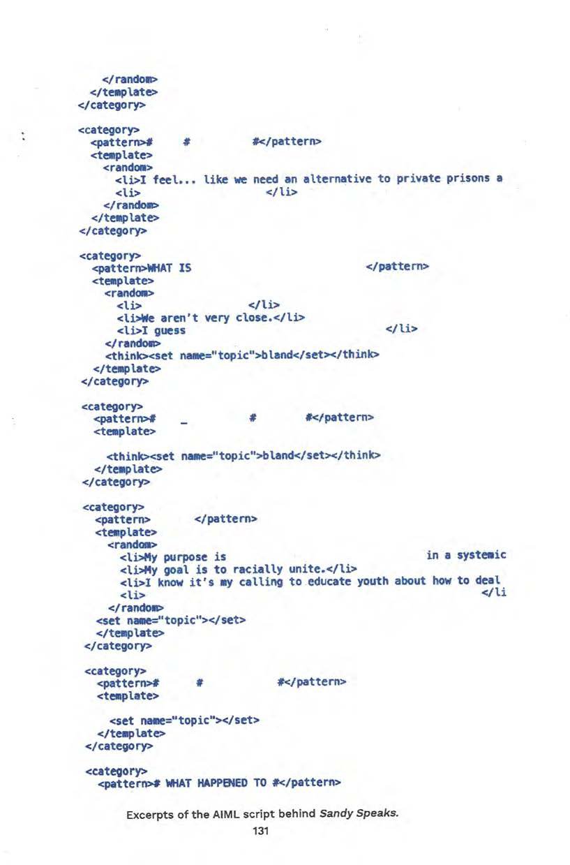 A white page of a script written in code typed in blue text. Below is a black text caption.