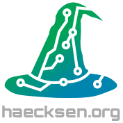 Witches hat vector with a green to blue gradient with circuits drawn on top