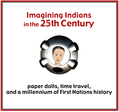 Image of a white square outlined in red with red text on top and black text on bottom. In the center is a cartoon illustration of a metallic circular machine with an oval window revealing a woman's face inside.