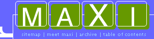Maxi logo, each letter is capitalized in white in a green square