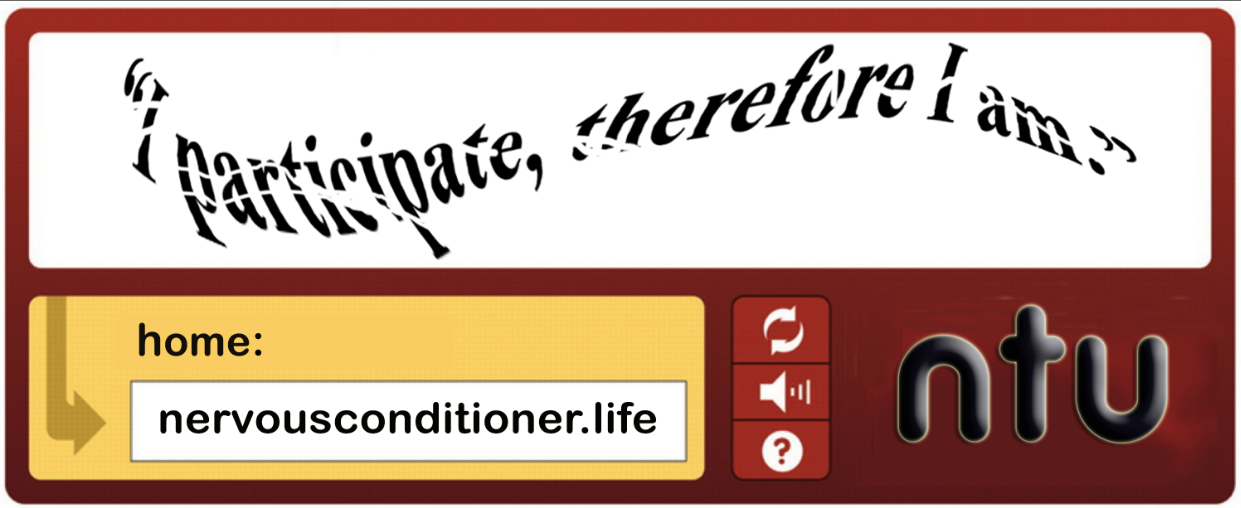 A captcha-style graphic says “I participate, therefore I am?”