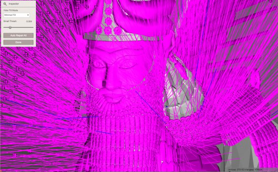 screenshot of a 3D model of a monument rendered in hot pink