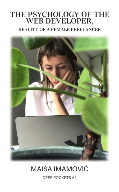 blond woman with choppy haircut sits at a table with her hand on her chin in front of an open laptop with a plant in the foreground