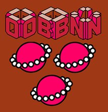 a square image with a burnt red background with OBN is three-dimensional cubes sitting atop three pink planets