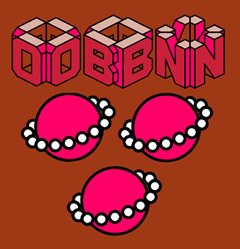 a square image with a burnt red background with OBN is three-dimensional cubes sitting atop three pink planets