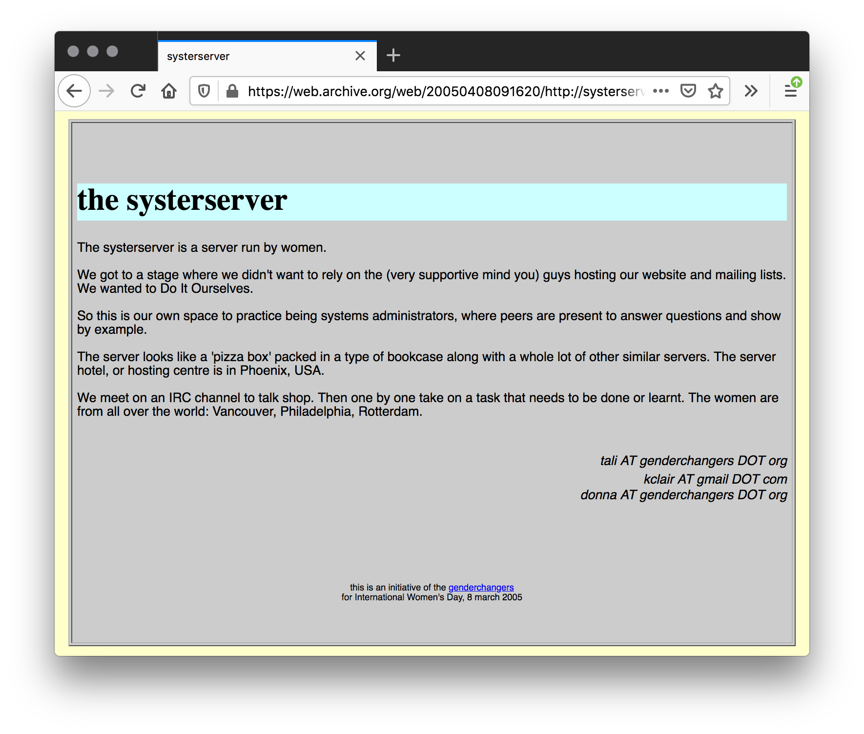 Screenshot of a grey webpage with a pastel yellow border. The header is of black text behind a cyan strip. Black text fills the rest of the page.
