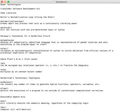 Screenshot of a text edit file with black type. The title is libraries.txt