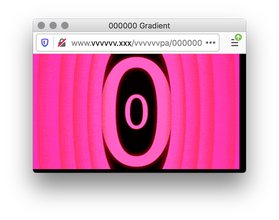 Screenshot of a webpage with an infinite succession of hot pink zeroes creating a tunnel on top of a black background.