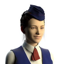 render of a female flight attendant
