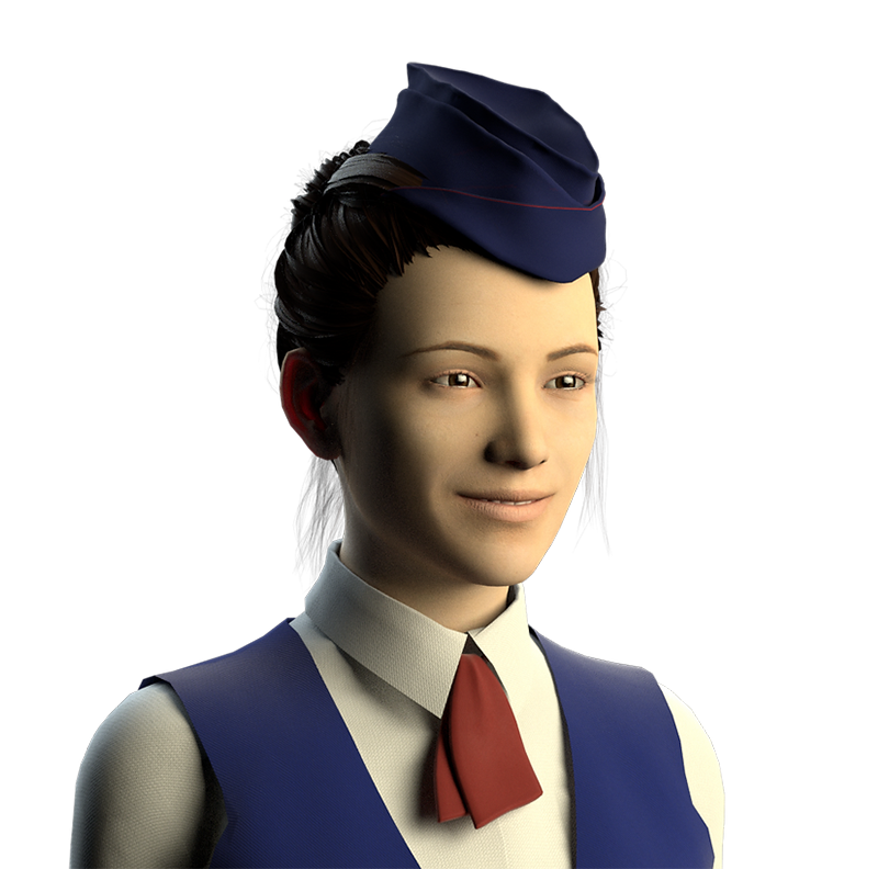 render of a female flight attendant