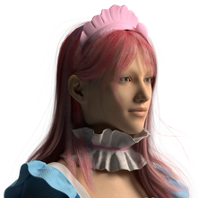 render of a woman in a maid outfit with pink hair