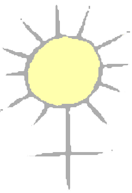 A drawing of the female gender symbol with the circle as a yellow sun.