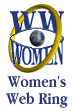 Logo of a globe as a pupil and "WW" as the top lashes and "Women" as bottom lashes. A golden ring hoops over the eye.